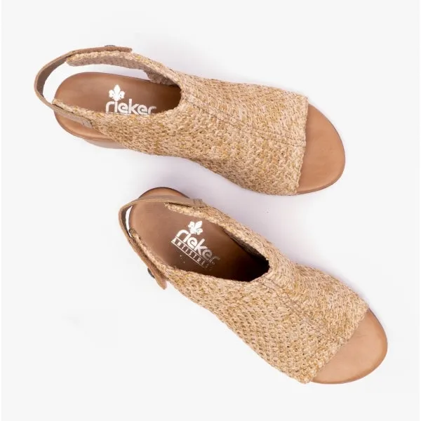 64670-60 Ladies Peep-Toe Sandals Beige