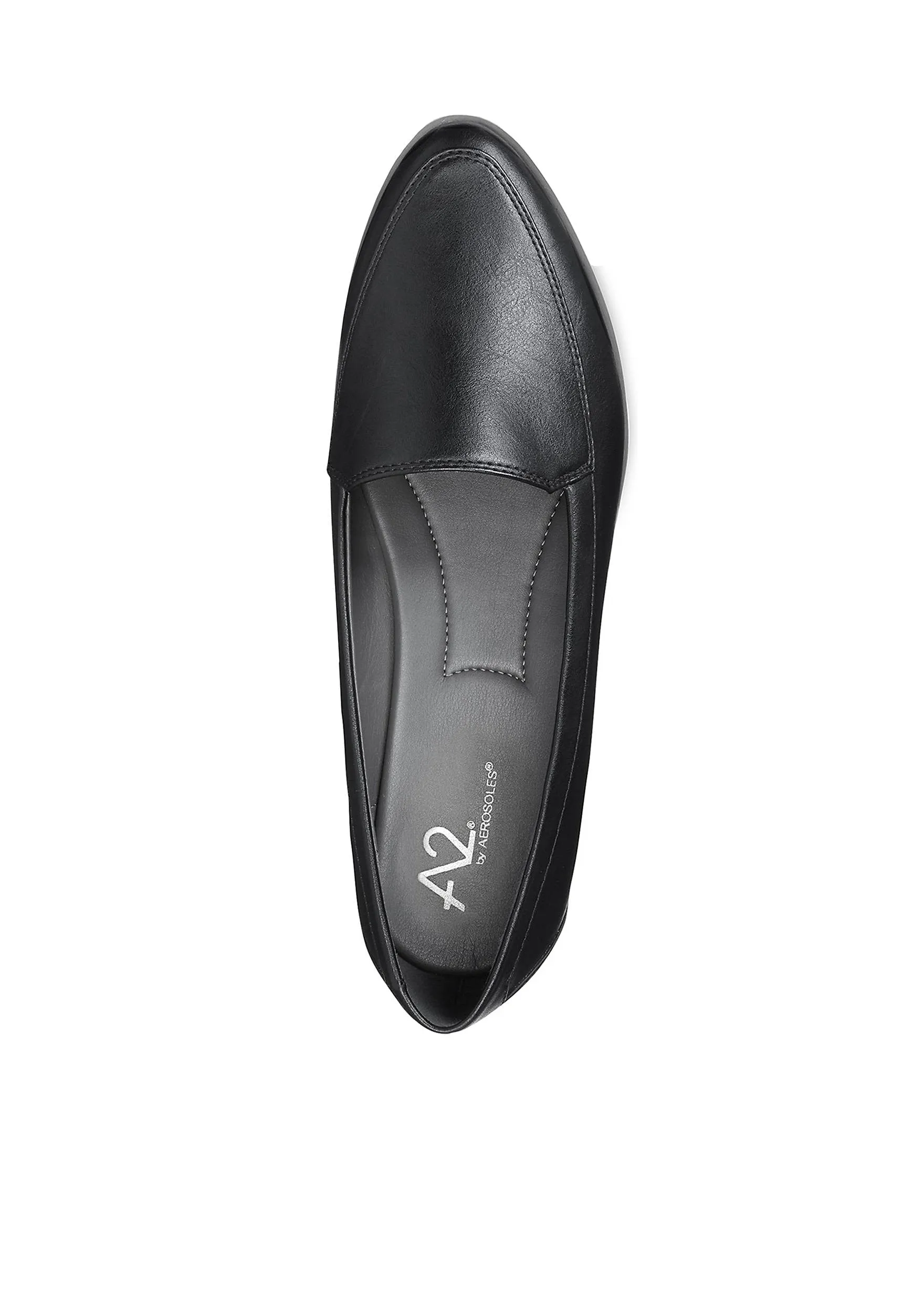 Aerosoles Black Low Wedge Platform Flatform Round Toe Classic Slip On Loafers