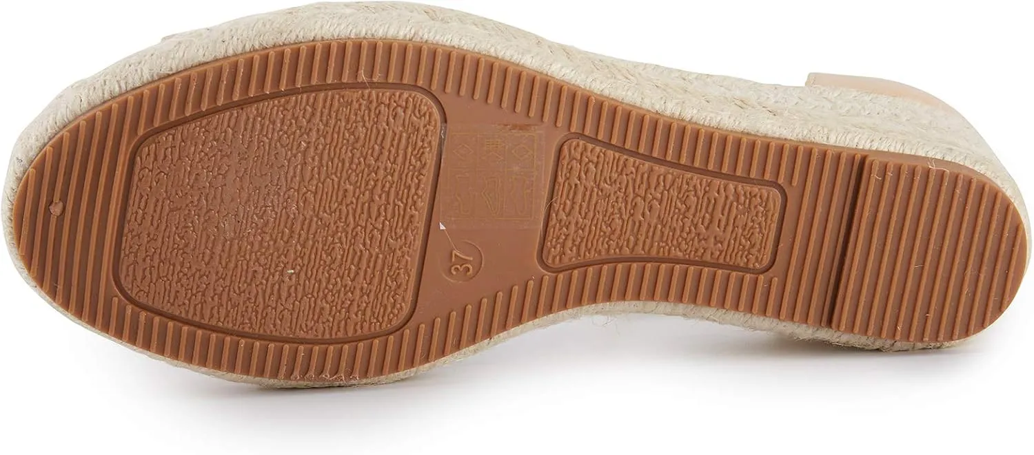 Alexis Leroy Women's Open Toe Comfortable Ankle Strap Espadrilles Wedge Sandals