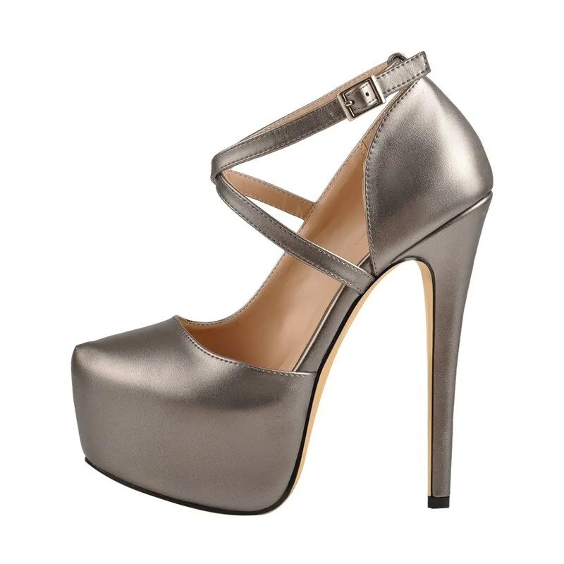 Ankle Strap Platform Pointed Toe Cut Out Sandals