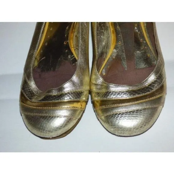 BCBGMaxAzria Textured Gold Silver Metallic Ballet