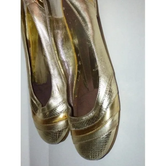 BCBGMaxAzria Textured Gold Silver Metallic Ballet