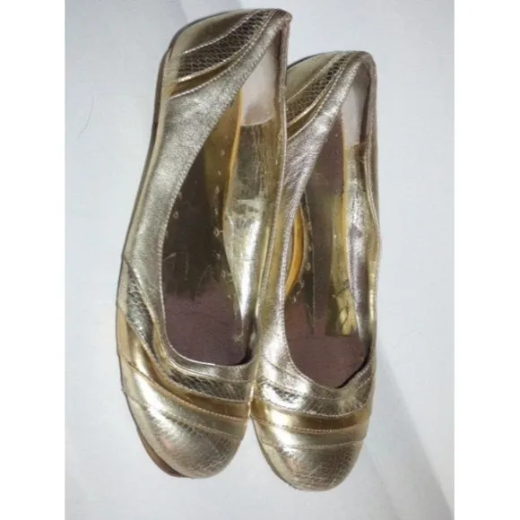 BCBGMaxAzria Textured Gold Silver Metallic Ballet