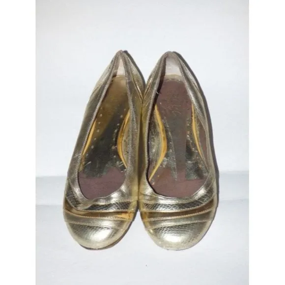 BCBGMaxAzria Textured Gold Silver Metallic Ballet