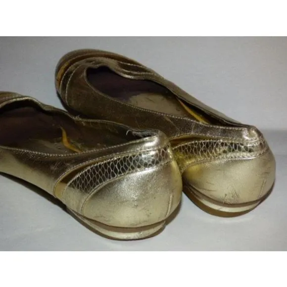 BCBGMaxAzria Textured Gold Silver Metallic Ballet
