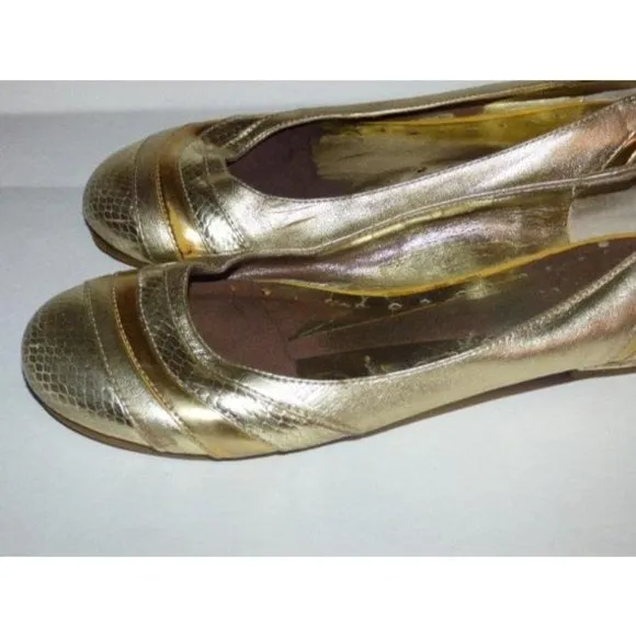 BCBGMaxAzria Textured Gold Silver Metallic Ballet