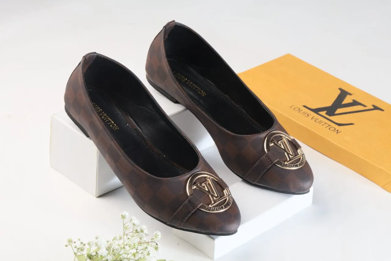 BROWN CHECK FLAT PUMPS