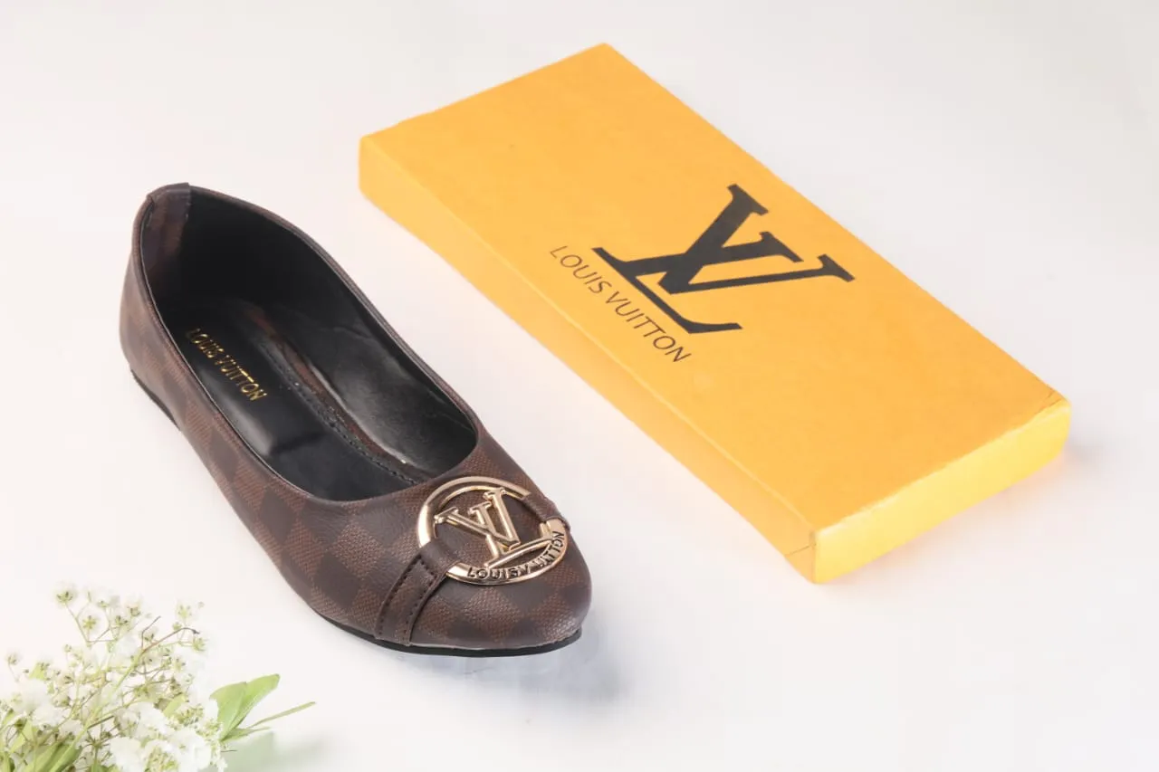 BROWN CHECK FLAT PUMPS