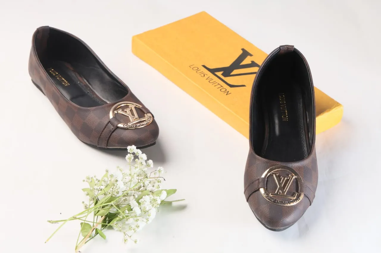 BROWN CHECK FLAT PUMPS