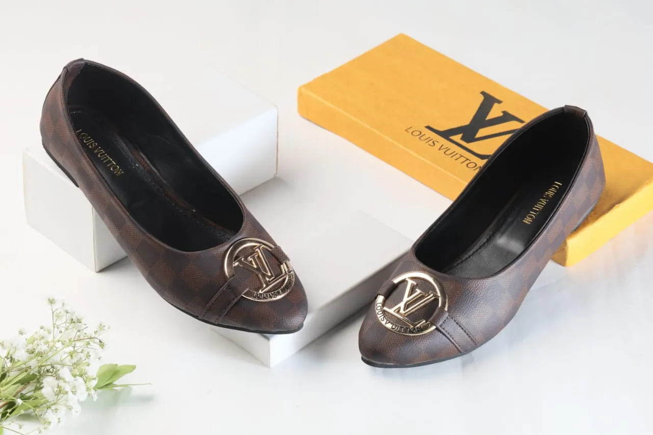 BROWN CHECK FLAT PUMPS