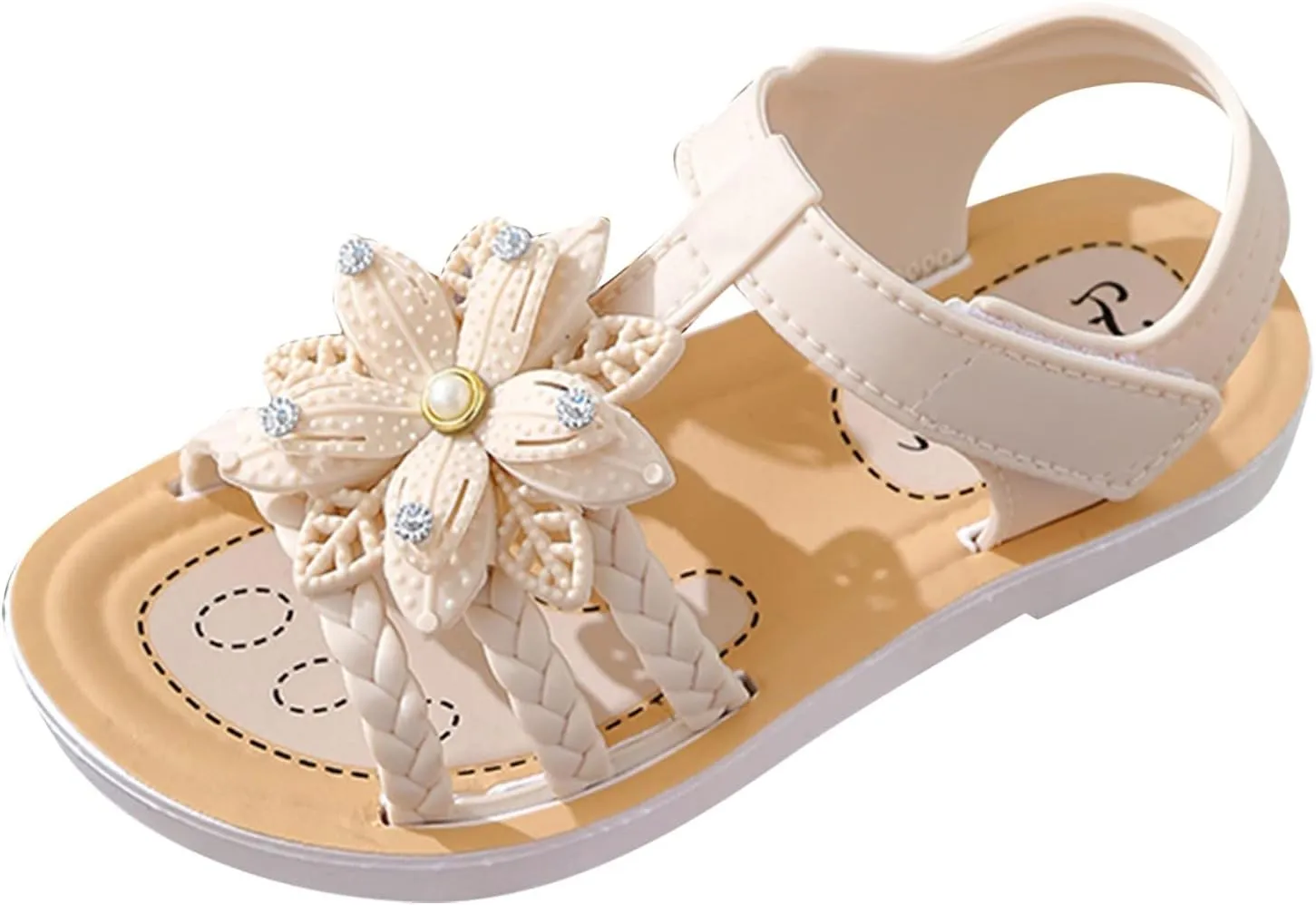 Children Sandals Soft Flat Shoes Fashion Comfortable Bow Soft Bottom Lightweight Baby Princess Sandals Cute Shoes (White, 2.5 Big Kids)