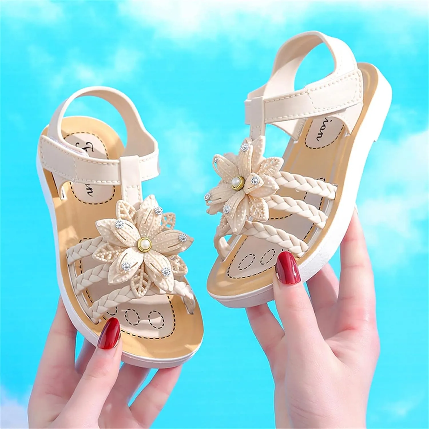 Children Sandals Soft Flat Shoes Fashion Comfortable Bow Soft Bottom Lightweight Baby Princess Sandals Cute Shoes (White, 2.5 Big Kids)
