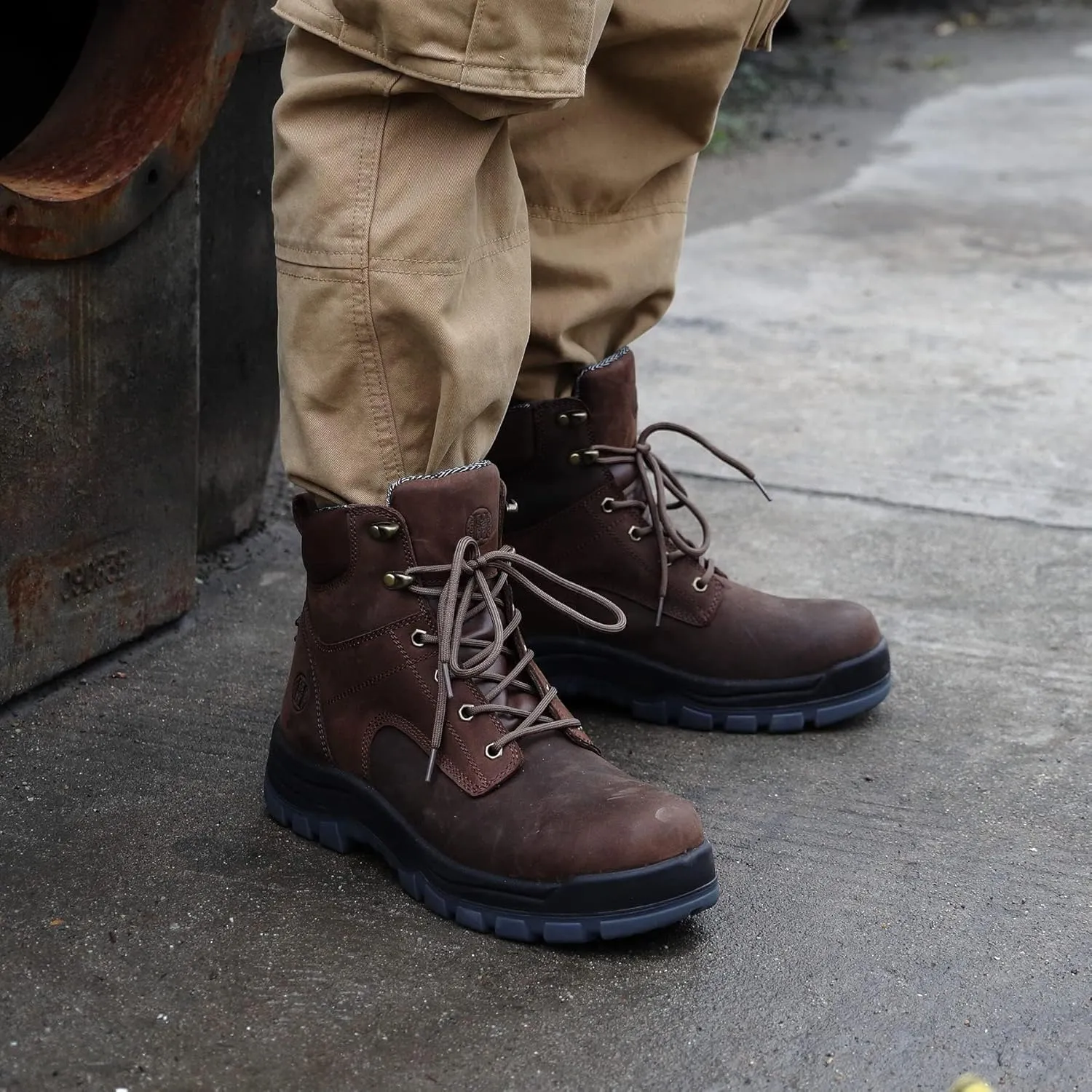 CONRAD Men's EH 6" Soft Toe/Composite Toe Slip Resistant Waterproof Anti-Puncture Work Boots, Durable & Breathable