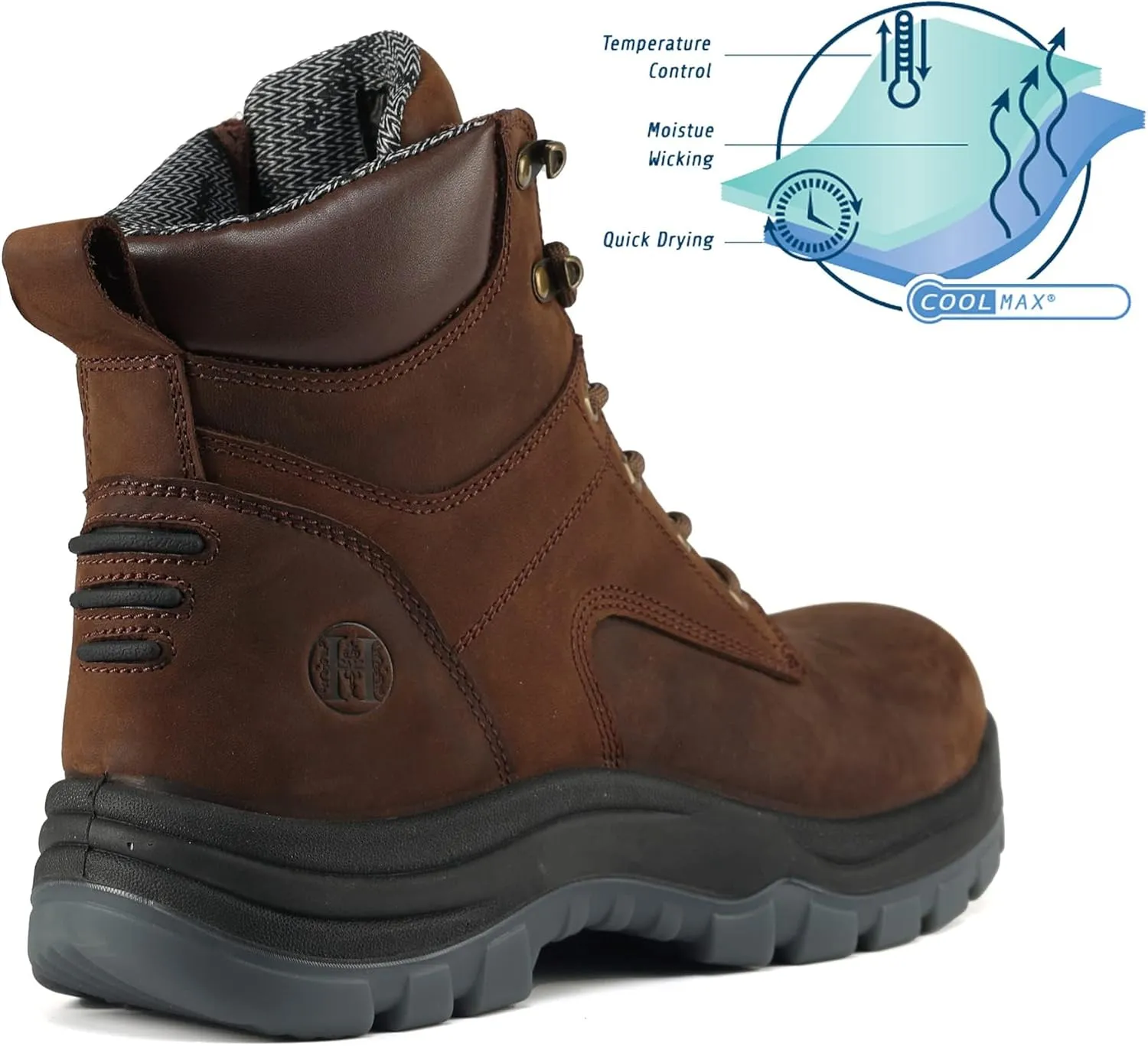 CONRAD Men's EH 6" Soft Toe/Composite Toe Slip Resistant Waterproof Anti-Puncture Work Boots, Durable & Breathable