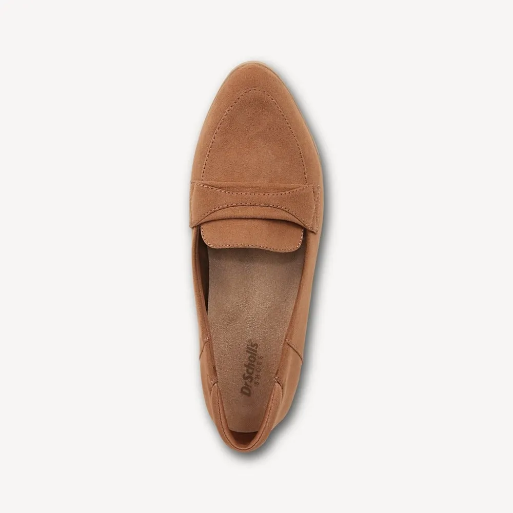 Dr. Scholl's Emilia Brown Microfiber Slip On Pointed Toe Classic Flat Loafers