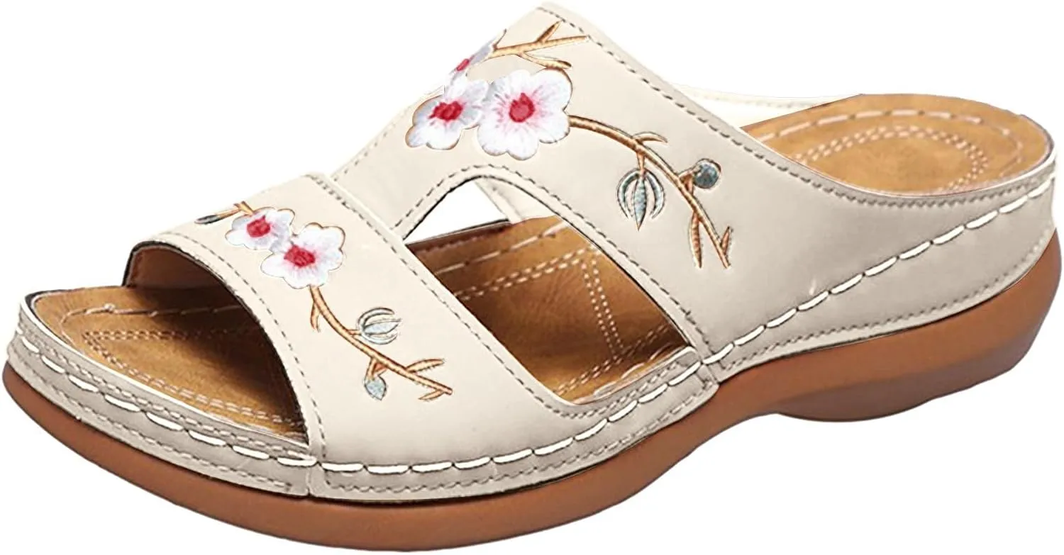 Eduavar Womens Sandals Summer Fashion Orthotic Soft Slip On Lightweight Athletic Yoga Mat Cushion Sandals Summer Beach Shoes