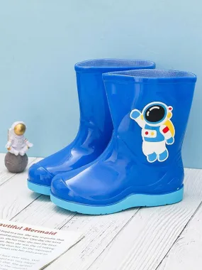 Galactic Blue Astronaut Rain Boots For Boys