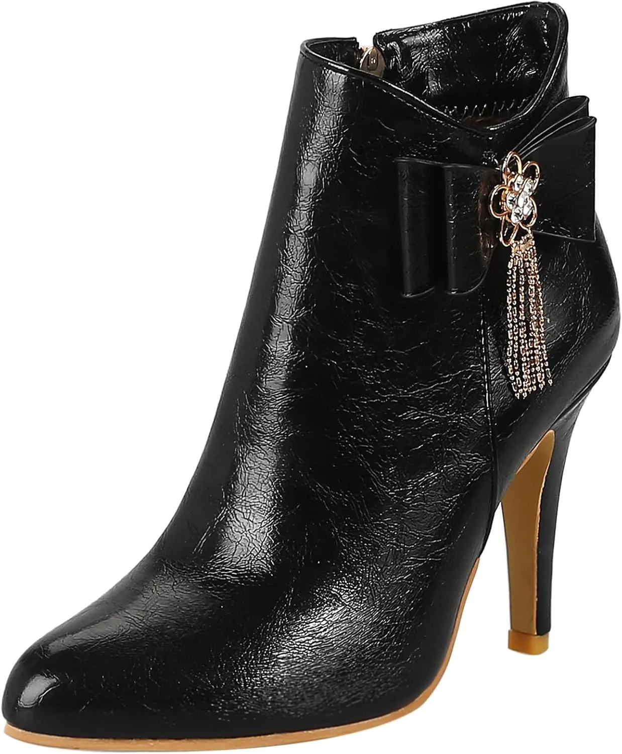 Gicoiz Women Pointed Toe Stiletto Heels Elegant Ankle Boots