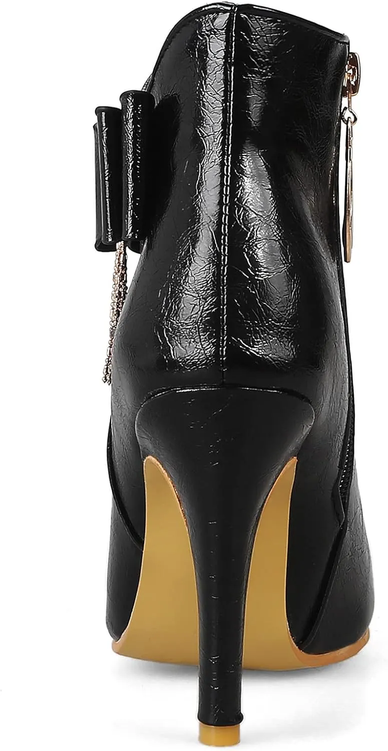 Gicoiz Women Pointed Toe Stiletto Heels Elegant Ankle Boots