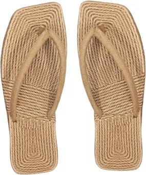 GORGLITTER Women's Crochet Flat Sandals Straw Flip Flop Boho Square Open Toe Beach Summer Slip on Slide Sandals