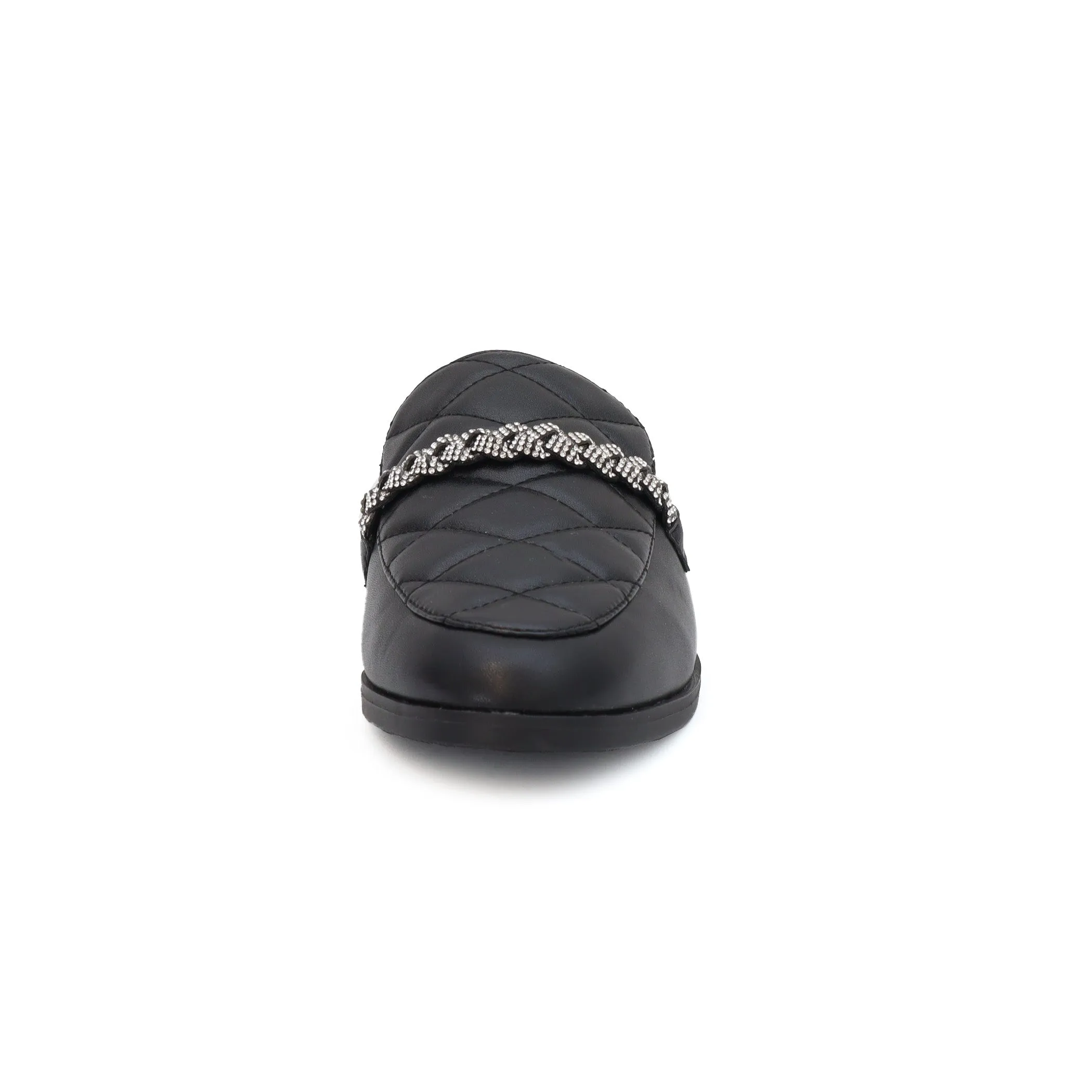 JACEY-06 Women's Quilted Mules With Braided Stones