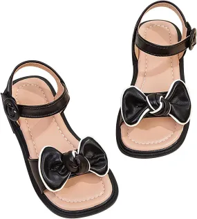Kids Girls Dress Sandals Cute Bow Soft Rubber Flats Summer Open Toe Princess Flat Shoes with Adjustable Straps