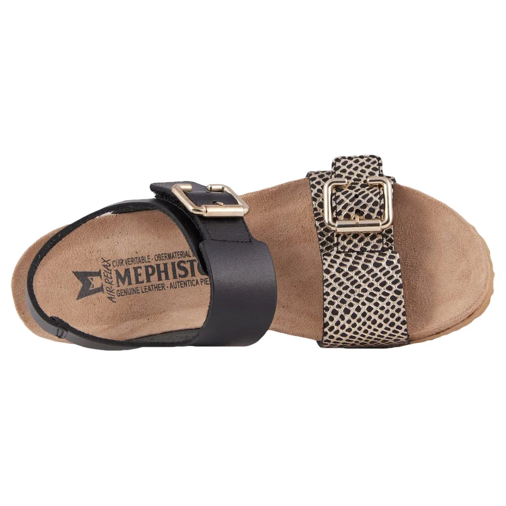 Mephisto Lissandra Full Grain Printed Leather Women's Wedge Sandals