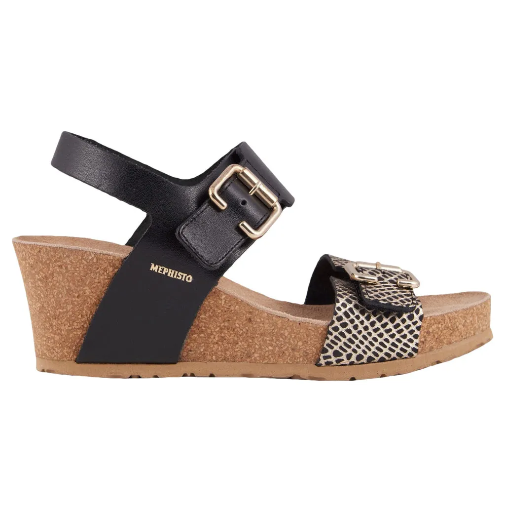Mephisto Lissandra Full Grain Printed Leather Women's Wedge Sandals