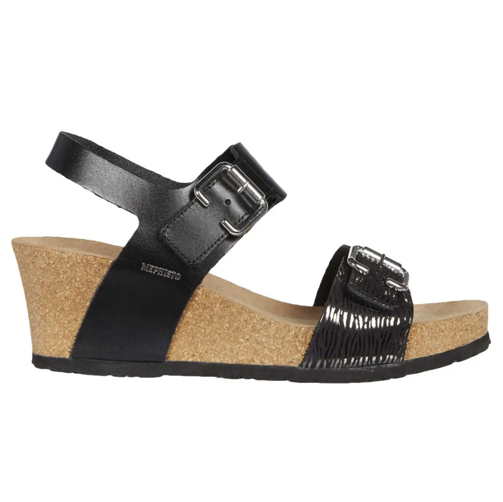 Mephisto Lissandra Full Grain Printed Leather Women's Wedge Sandals