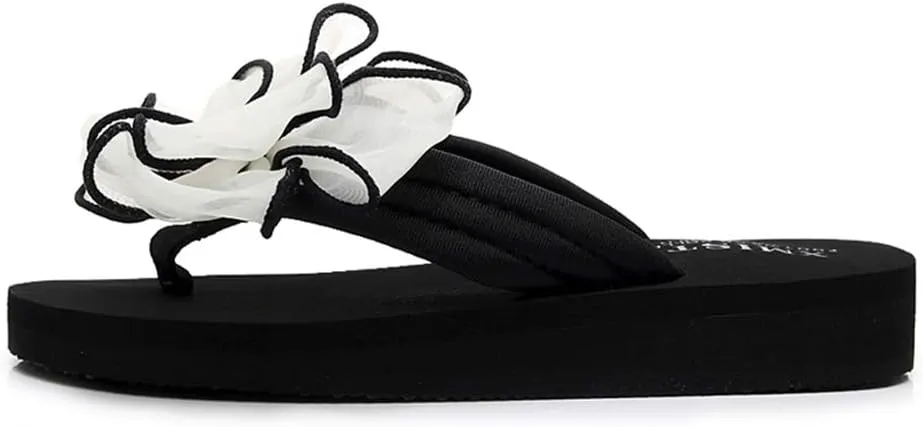 MIOKE Women's Bohemian Bowknot Flipflops Sandals Fashion Comfy Nonslip Platform Summer Beach Thong Sandal