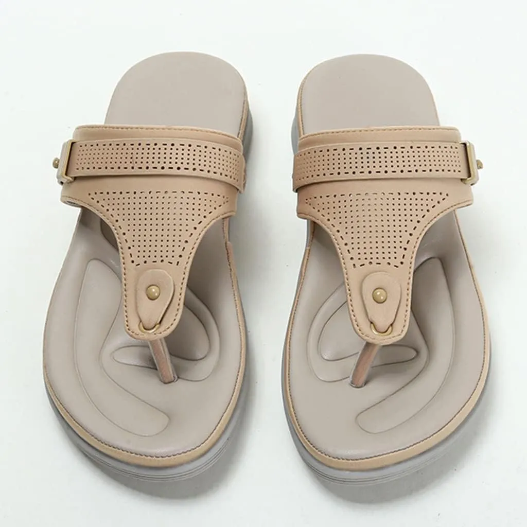 MIOKE Women's Sparkly Metallic Flat Flipflops Sandals Casual Slip On T-strap Platform Summer Beach Thong