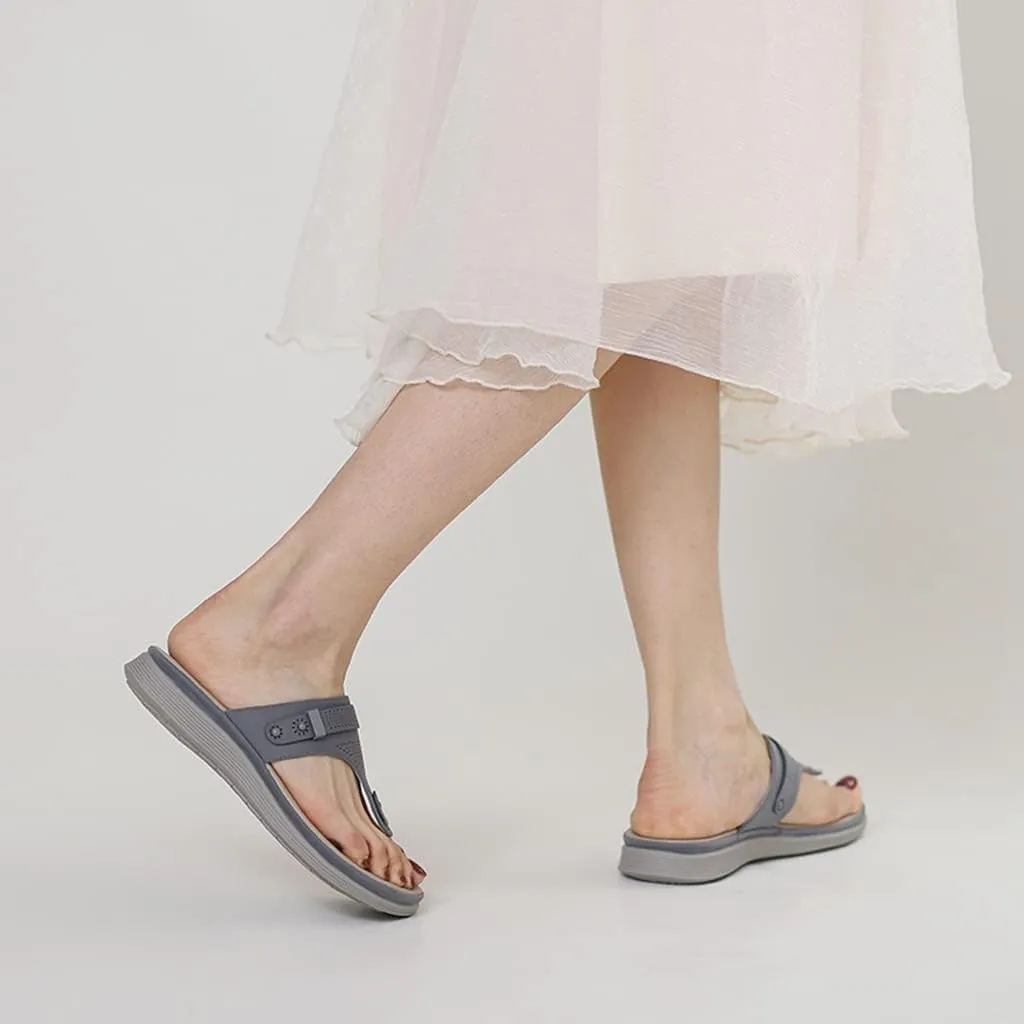 MIOKE Women's Sparkly Metallic Flat Flipflops Sandals Casual Slip On T-strap Platform Summer Beach Thong