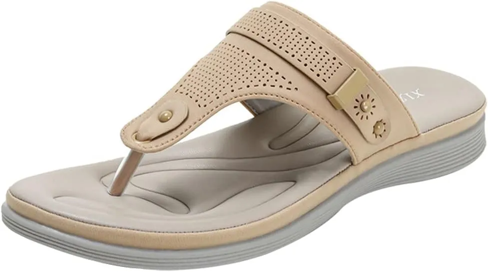 MIOKE Women's Sparkly Metallic Flat Flipflops Sandals Casual Slip On T-strap Platform Summer Beach Thong