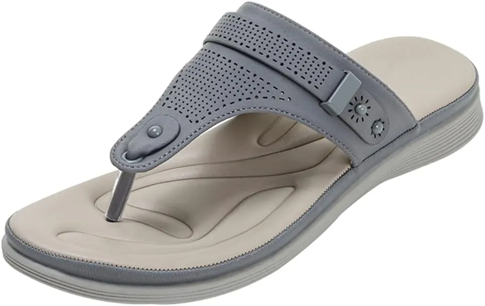 MIOKE Women's Sparkly Metallic Flat Flipflops Sandals Casual Slip On T-strap Platform Summer Beach Thong