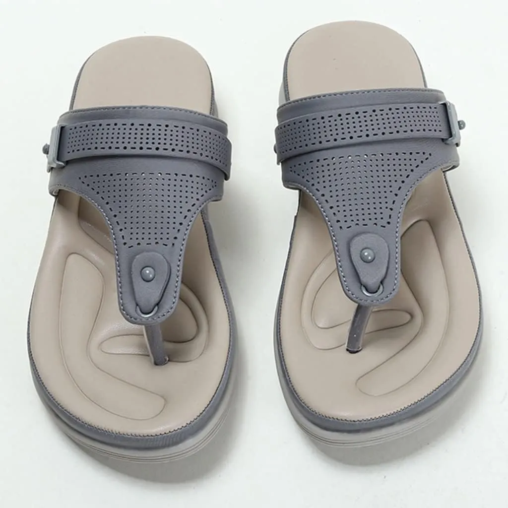 MIOKE Women's Sparkly Metallic Flat Flipflops Sandals Casual Slip On T-strap Platform Summer Beach Thong