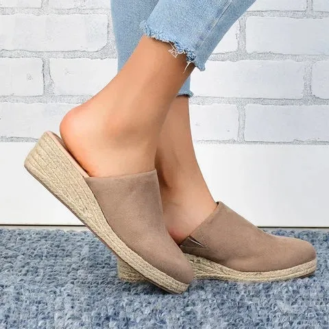 Mule Sandals Espadrilles Wedges Closed Toe Women Slide Sandals