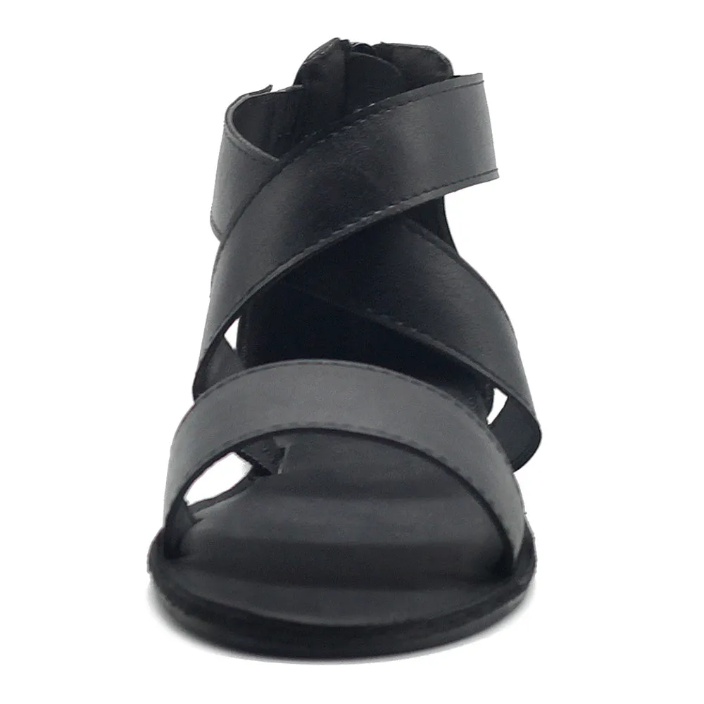 Ollio Women's Shoes Zip Up Gladiator Criss Cross Strap Flat Sandals