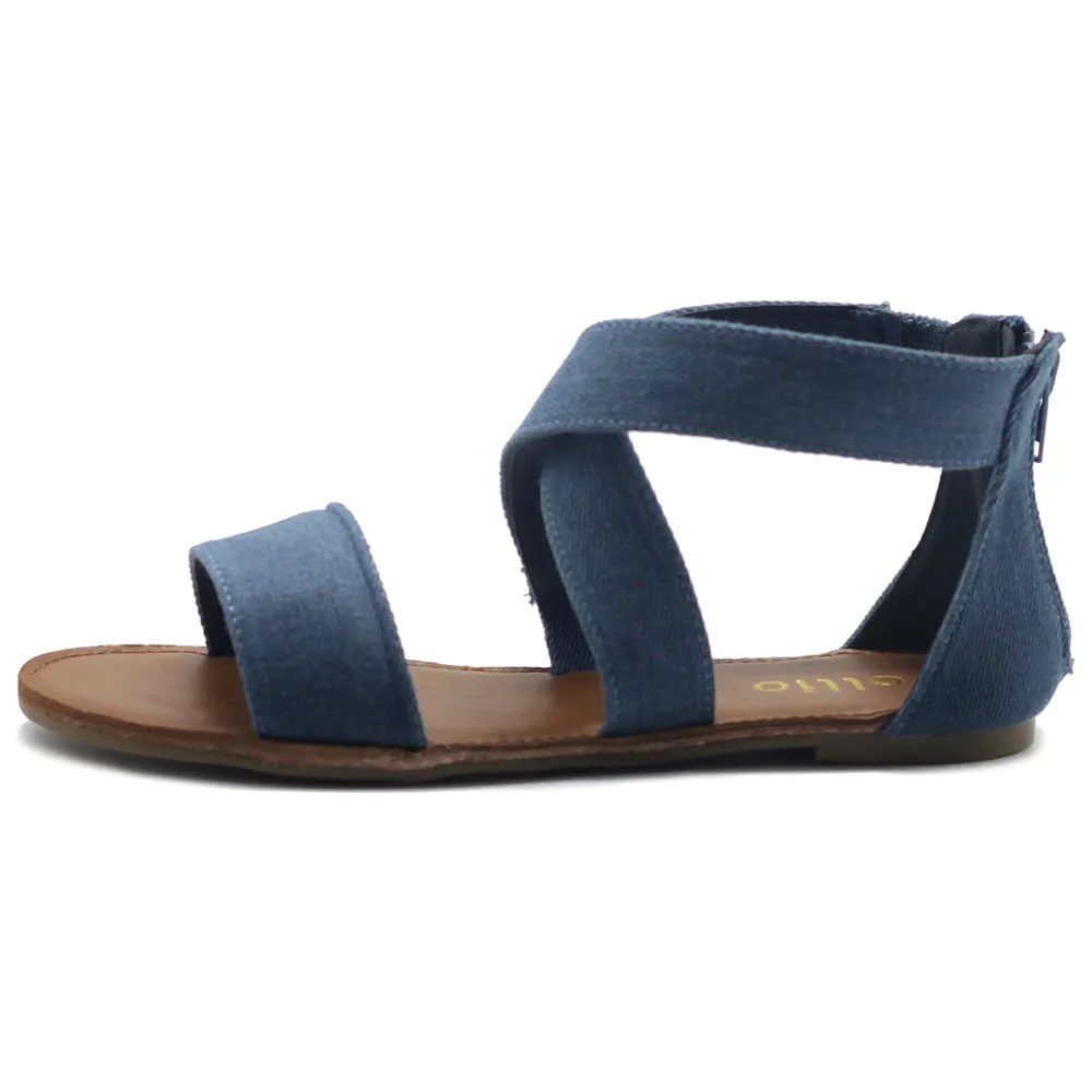 Ollio Women's Shoes Zip Up Gladiator Criss Cross Strap Flat Sandals