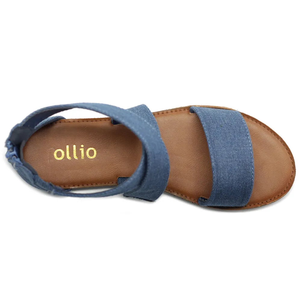 Ollio Women's Shoes Zip Up Gladiator Criss Cross Strap Flat Sandals