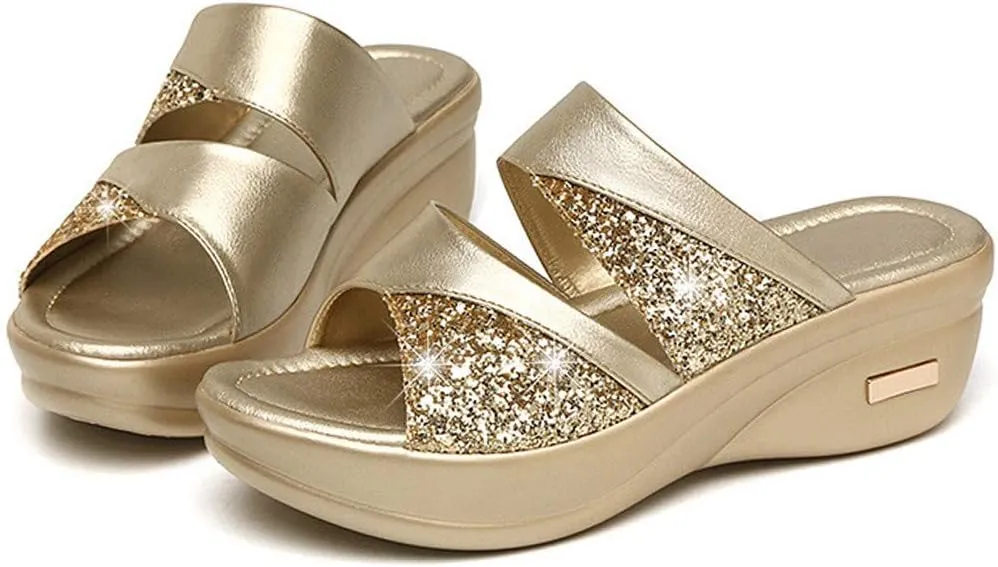 Orthopedic Sandals for Women Arch Support Flip Flops Comfortable Walking Sandals for Women Summer Dressy Platform Wedges Sandals Ladies Slip On Lightweight Slippers Casual Slides Beach Shoes 