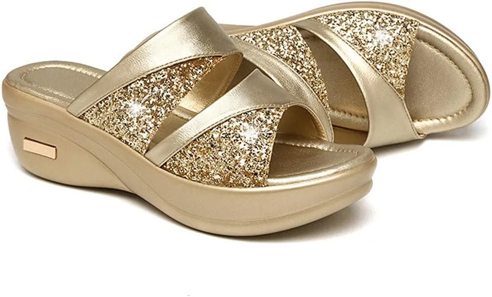 Orthopedic Sandals for Women Arch Support Flip Flops Comfortable Walking Sandals for Women Summer Dressy Platform Wedges Sandals Ladies Slip On Lightweight Slippers Casual Slides Beach Shoes 
