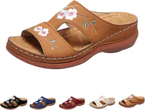 Orthopedic Sandals For Women Slip On Open Toe Soft Feetbed Flats Sandal Comfortable Walking Slippers Summer Arch Support Flip Flops Slip On Open Toe Soft Feetbed Flats Sandal