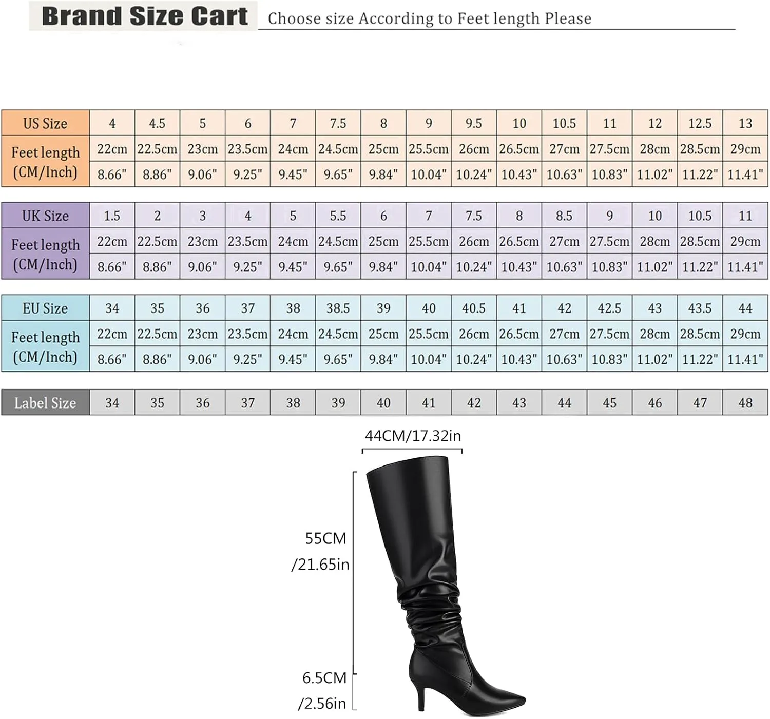 Roimaash Elegant Dressy Slouch Boots Kitten Heels Pull on Thigh High and Knee High Boots