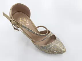 S30635 LADIES GOLD  PLATFORM PARTY HEELS/STILLETTO