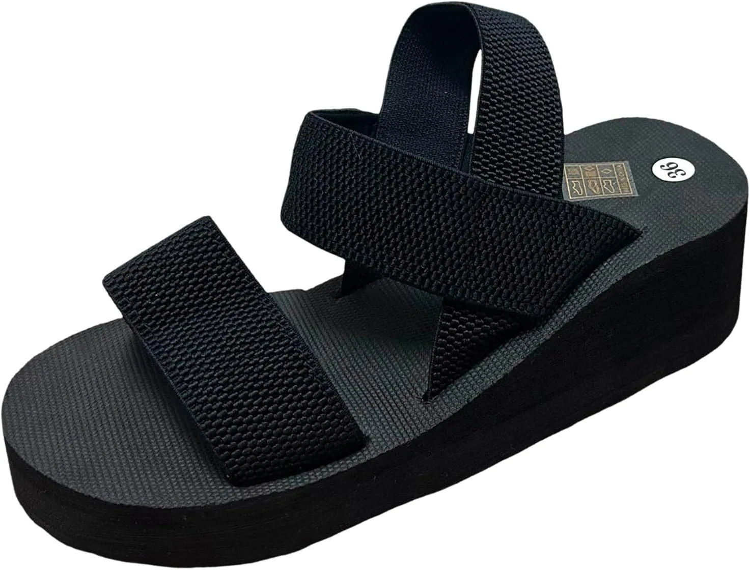 Sandals Women Fashion Strappy Soft Cushion Platform Wedge Sandals Casual Summer Beach Outdoor Black Womens Sandals