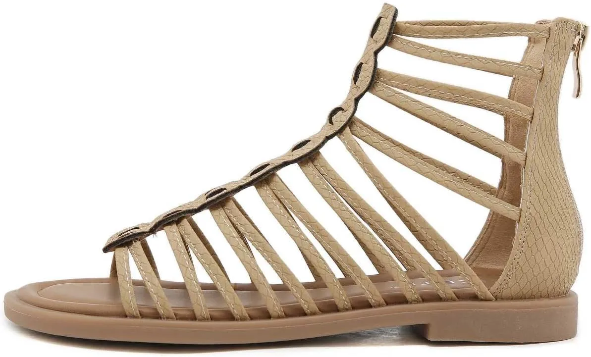 Soft Leather Roman Sandals Women 2024 Summer New Soft Sole Outwear Fisherman Strappy Thongs Open Toe Back Zip Beach Shoes