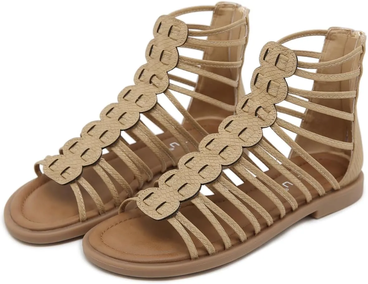 Soft Leather Roman Sandals Women 2024 Summer New Soft Sole Outwear Fisherman Strappy Thongs Open Toe Back Zip Beach Shoes