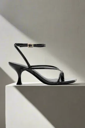 Square Toe Kitten Heel Ankle Strap Sandals