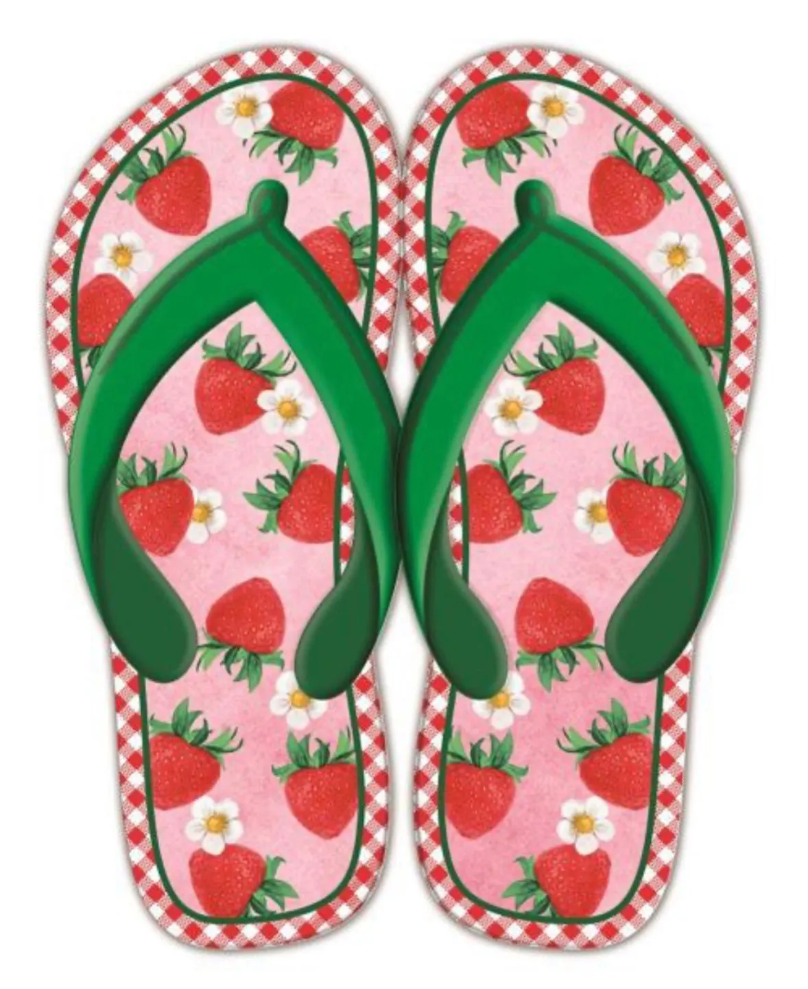 Strawberries flip flops, metal embossed sign