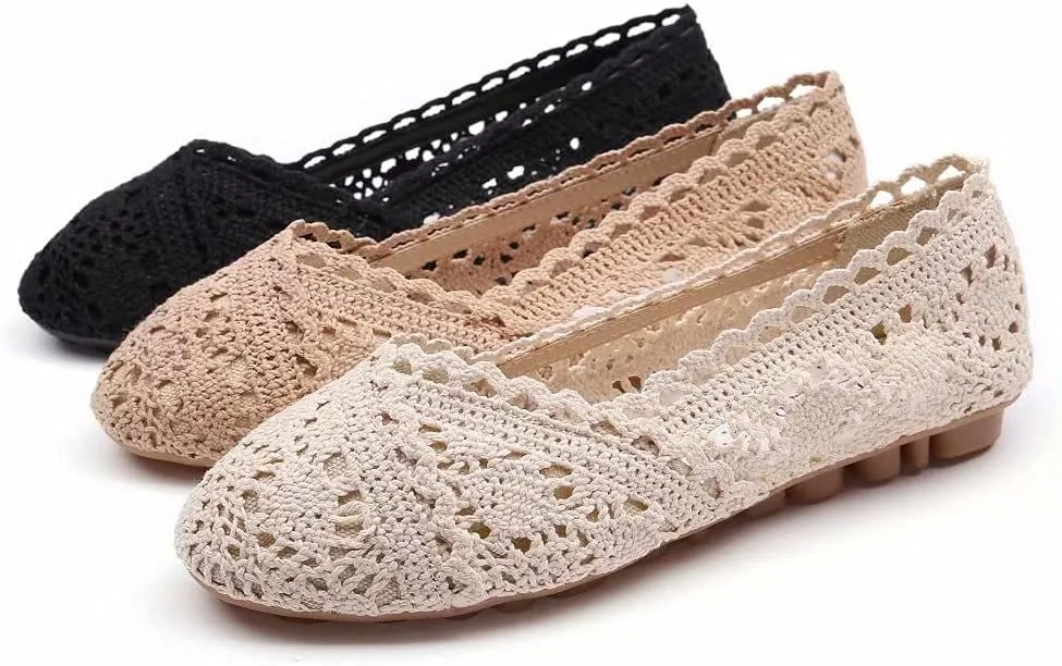 Stunner Women's Cut Out Breathable Lace Ballet Flats